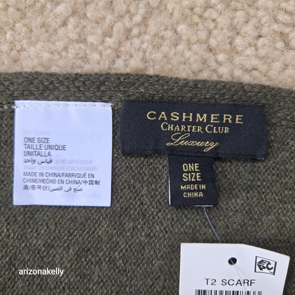 NWT Cashmere Scarf Wrap Green Charter Club - Picture 4 of 10